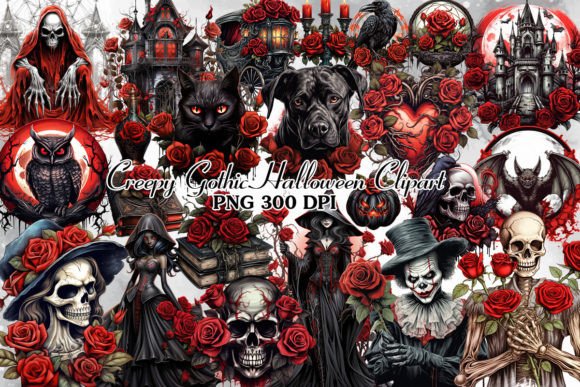 Download Creepy Gothic Halloween Clipart Bundle - Goth Collection