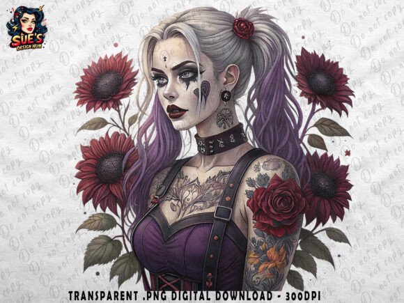 Download Dark Gothic Beauty with Flowers - Goth Collection