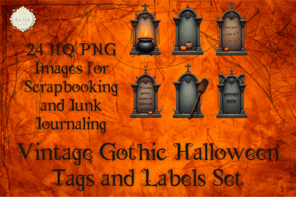 Download Vintage Gothic Halloween Tags and Labels - Goth Collection