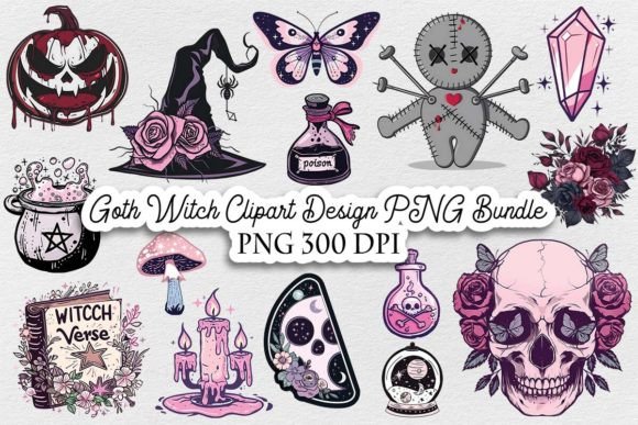 Download Goth Witch Clipart Design PNG Bundle - Goth Collection