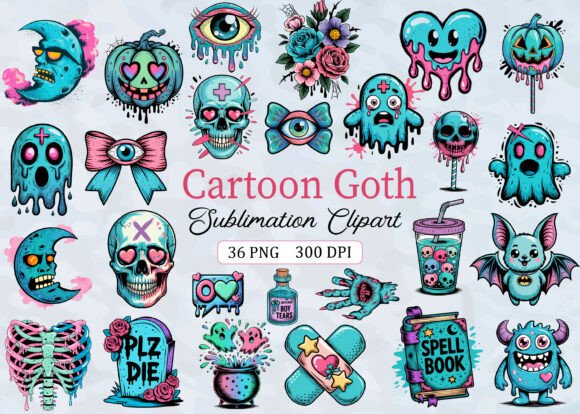 Download Cartoon Goth Sublimation Clipart Bundle - Goth Collection