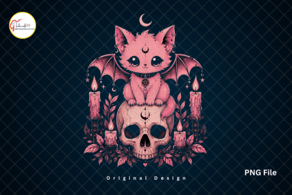 Download Cute Pastel Goth Pink Gothic Bat Cat PNG - Goth Collection