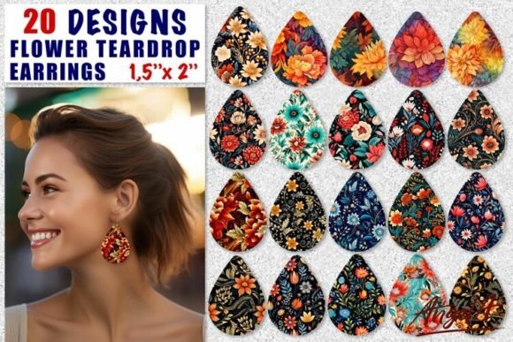 Download Flower Drop Earring Sublimation Bundle - Earring sublimation Collection