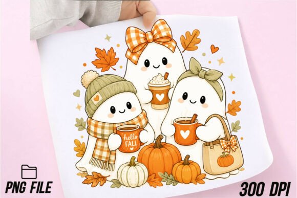 Download Preppy Cozy Fall Ghost Friends PNG - Premium Bundle