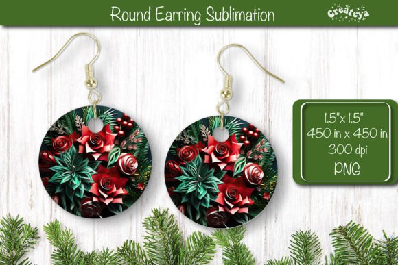 Download 3D Christmas Round Earring Sublimation - Earring sublimation Collection