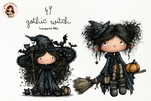 Download Cute Gothic Witch PNG Clipart - Goth Collection