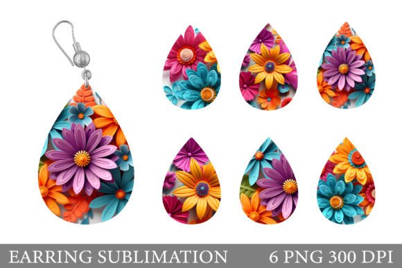 Download 3D Flowers Teardrop Earring Sublimation - Earring sublimation Collection