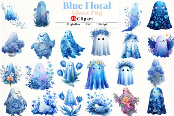 Download Blue Floral Ghost Png - Premium Resources