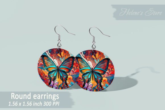 Download Butterfly Round Earring Sublimation - Earring sublimation Collection