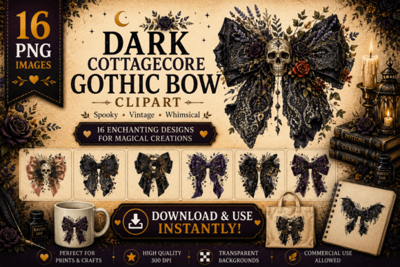 Download Dark Cottagecore Gothic Bow Clipart - Goth Collection