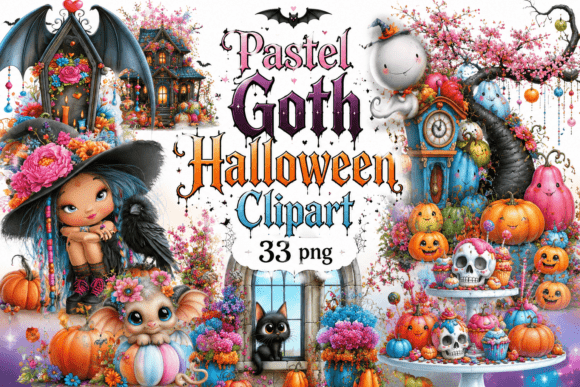 Download Pastel Goth Halloween Clipart Set - Goth Collection