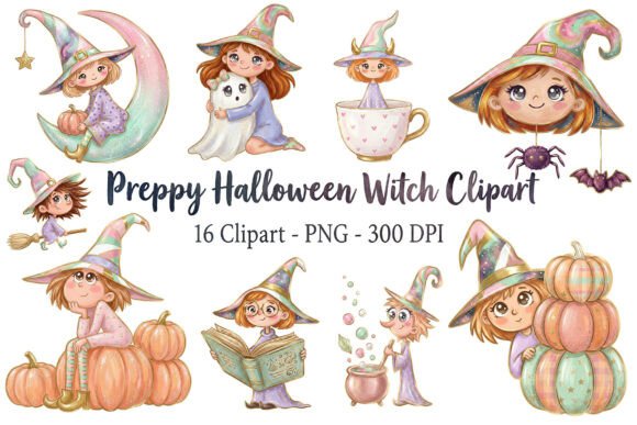 Download Preppy Halloween Witch Clipart PNG Set - Premium Resources