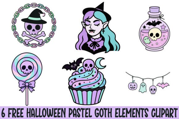 Download Free Pastel Goth Halloween Elements PNG - Goth Collection