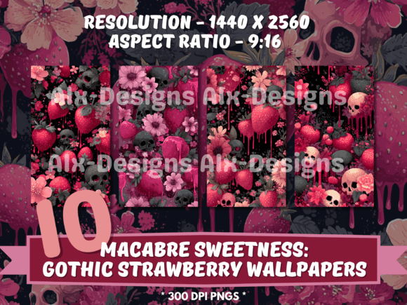 Download 10x Gothic Strawberry Skull Wallpapers - Goth Collection