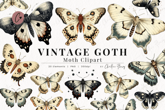 Download Vintage Goth Moth Clipart - Goth Collection