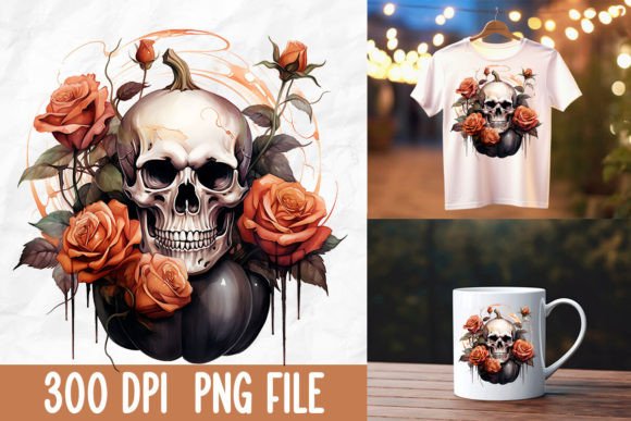 Download Grunge Gothic Retro Halloween Skull Rose - Goth Collection
