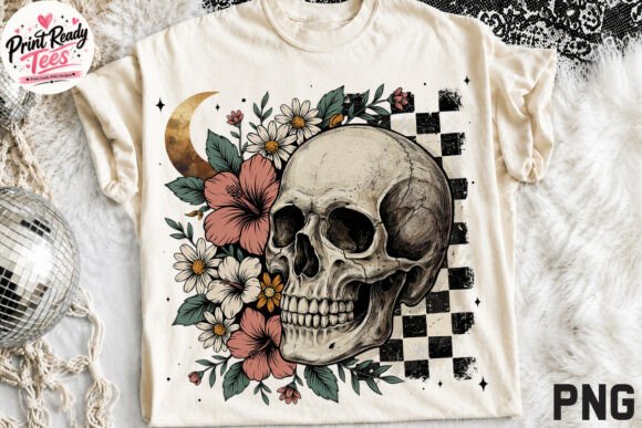 Download Trendy Gothic Floral Halloween Skull PNG - Goth Collection