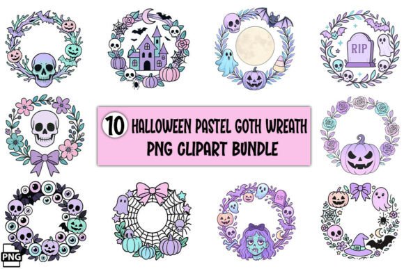 Download Halloween Pastel Goth Wreath PNG Bundle - Goth Collection