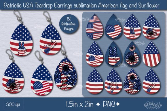 Download Teardrop Earring Sublimation Patriotic - Earring sublimation Collection